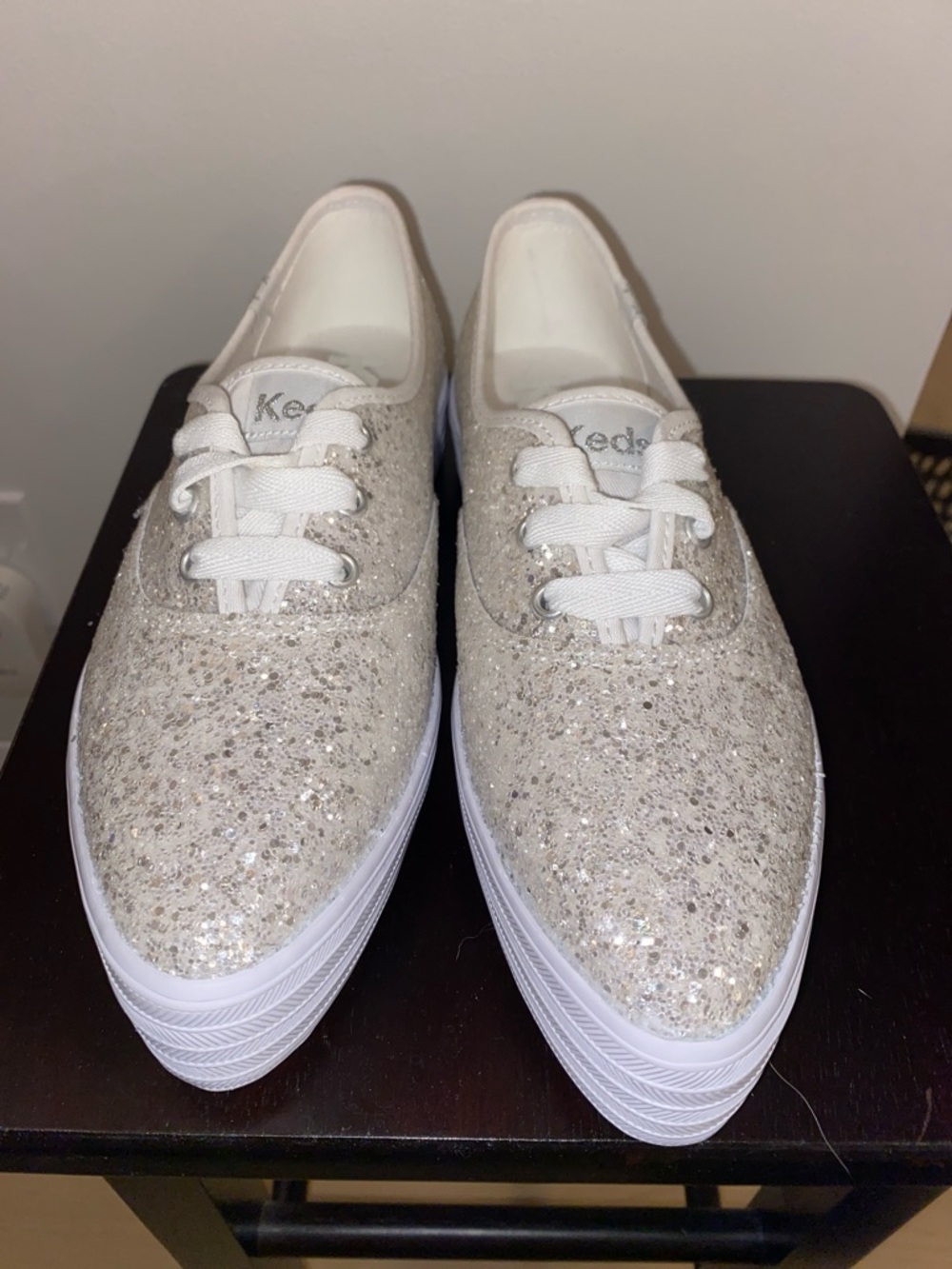 Keds Women's Glitter Lace-Up Sneakers in Silver Sparkle